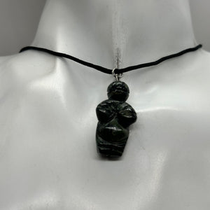 Kambaba Stone Goddess Pendant Necklace | 3/4' Long | Green, Black | 1 Pendant |