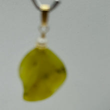 Load image into Gallery viewer, Jade Carved Leaf Sterling Silver Drop Pendant | 1 1/4&quot; Long| Green | 1 Pendant|

