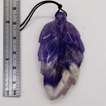 Load image into Gallery viewer, Amethyst Carved Pendant Leaf | 60x30x8mm | Purple White | 1 Bead |
