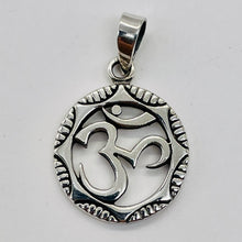 Load image into Gallery viewer, Om Symbol Sterling Silver Charm | 1 1/8&quot; Long | Silver | 1 Pendant |
