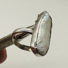 Load image into Gallery viewer, Pearl Designer Sterling Silver Ring | Size 7 | White, Silver | 1 Ring
