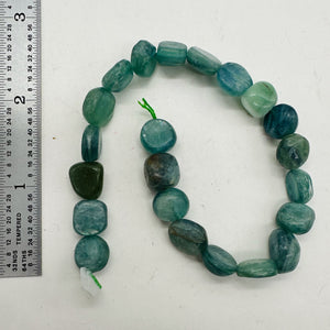 Kyanite Polished Rounded Nugget 8" Strand | 10x10x6mm | Green, Silver| 22 Beads|