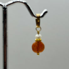 Load image into Gallery viewer, Sunstone and Pearl14K Gold Filled Pendant | 3/4 &quot; (Long) | Orange |
