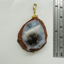 Load image into Gallery viewer, Blue Chalcedony Druzy Circe's Cave 14K Gold Filled Pendant | 1 3/4"Long |
