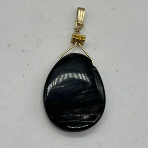 Hypersthene Briolette 14K Gold Filled Goddess Wire Wrap Pendant | 1 3/4" Long |