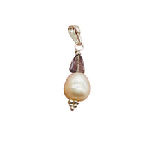 Load image into Gallery viewer, Iolite, Fresh Water Large Pearl Sterling Silver Drop Pendant | 1&quot; Long |
