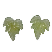 Load image into Gallery viewer, Carved Serpentine New Jade Leaf Bead Set | 27x24x4mm | 2 Beads |
