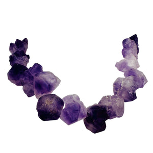 Amethyst Crystals Natural Strand | 29x27x15 to 18x17x12mm | Purple | 26 Beads |