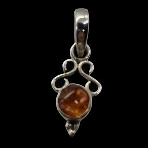 Amber Sterling Silver Bezel Set Pendant | 3/4" Long | Amber | 1 Pendant |