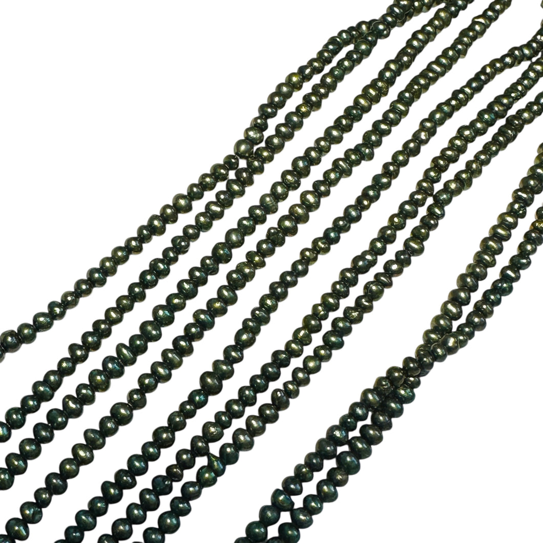 Fab 3x2mm Forest Green Freshwater Pearl Strand 108839