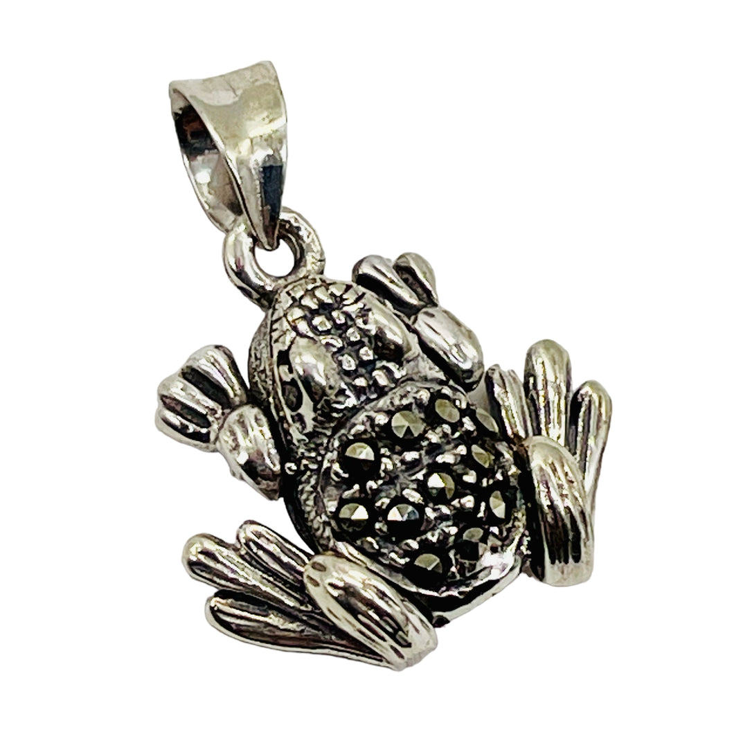 Frog Marcasite Sterling Silver Pendant | 1
