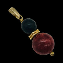 Load image into Gallery viewer, Black Stone Africa Round Bead and Coral 14K Gold Filled Pendant | Black Matte |
