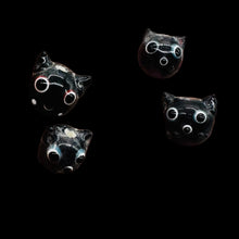 Load image into Gallery viewer, Kitty Cat Ceramic Round Beads | 15mm | Black | 4 Beads |
