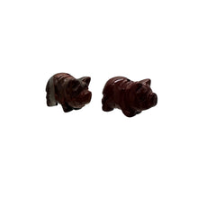Load image into Gallery viewer, Piggies 2 Carved Brecciated Jasper Pig Beads | 23x16x11mm | Red
