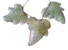 Load image into Gallery viewer, Hand Carved Green Prehnite Leaf Briolette 3 Bead Set 009885B
