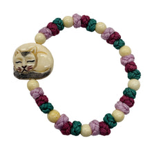 Load image into Gallery viewer, Bone and Silk Braided Kitty 6mm Beads | 6 to 7 Inch Bracelet | White, Lavender |
