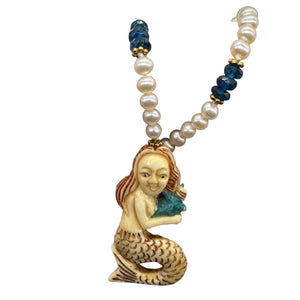 Splash Carved Mermaid Pearl & 14Kgf 18 inch Necklace 210311
