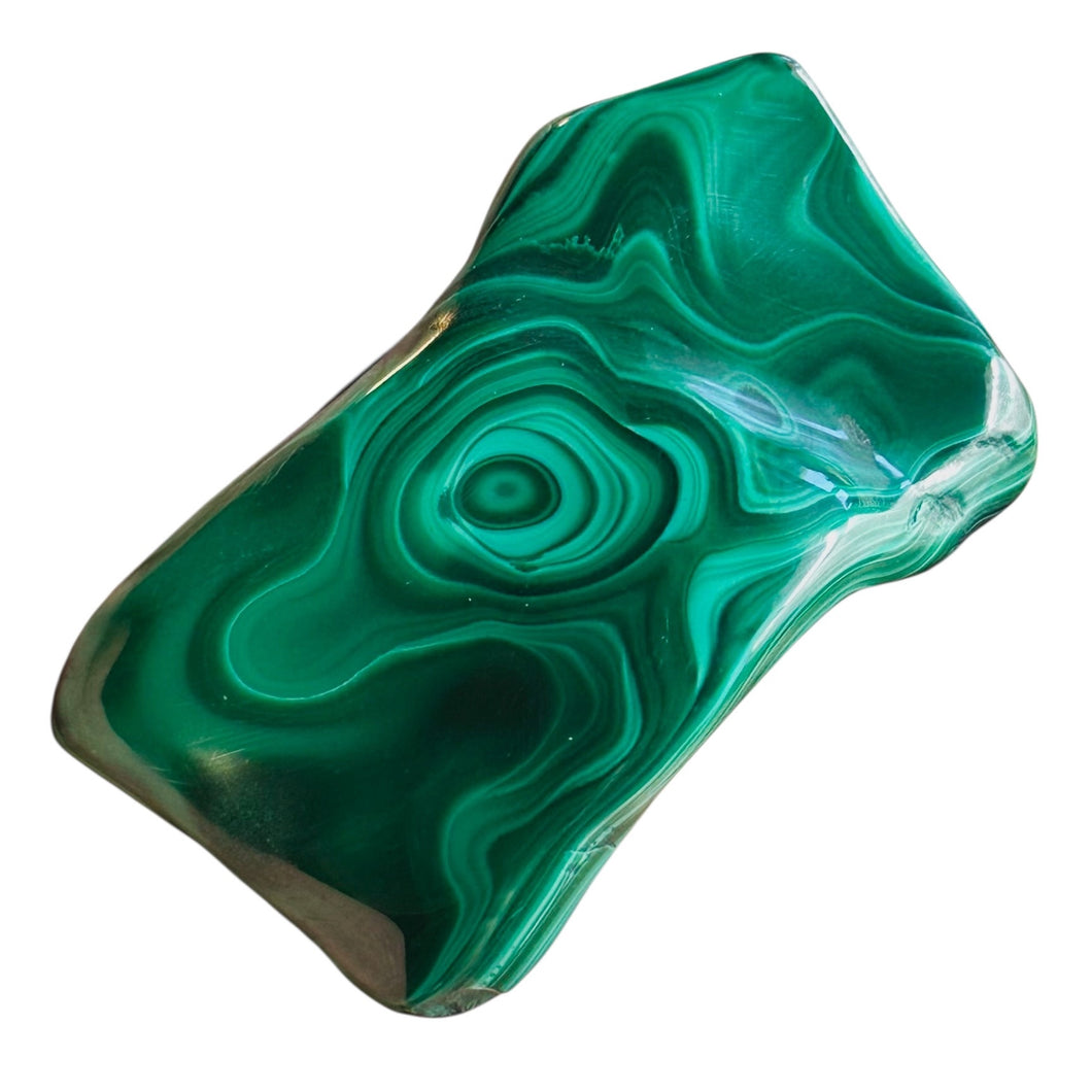 Malachite 78g Polished Gemstone FreeForm Worry Stone | 40x42x12mm | Green |