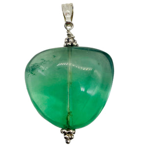 Fluorite Sterling Silver Pendant | 1 1/2" Long | Blue Green | 1 Pendant |