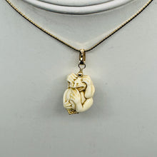 Load image into Gallery viewer, Hear No, See No, Speak No Evil Monkey Mammoth Bone 14K Gold Filled Pendant
