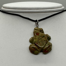 Load image into Gallery viewer, Unakite Stone Frog Pendant Necklace |1 1/4&quot; Long | Green, Pink | 1 Pendant |
