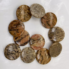 Load image into Gallery viewer, Feldspar Coin Bead Strand | 35x6mm | 11 Beads | Tan Black Red |
