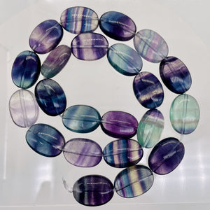 Natural Fluorite 8" Strand | 18x13x10mm | Oval | Purple Blue Green | 11 Beads |