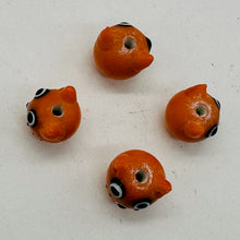 Load image into Gallery viewer, Kitty Cat Ceramic Round Beads | 15mm | Orange | 4 Beads |
