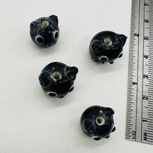 Load image into Gallery viewer, Kitty Cat Ceramic Round Beads | 15mm | Black | 4 Beads |
