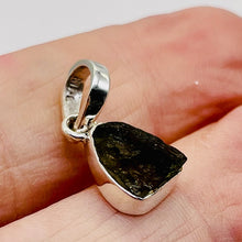 Load image into Gallery viewer, Moldavite 9.13ct Sterling Silver Triangle Pendant | 3/4&quot; Long| Green| 1 Pendant|
