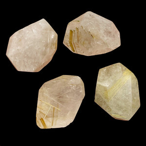 Rutilated Quartz Faceted Nugget Beads | 23x13 to 23x11mm| Clear, White| 4 Beads|