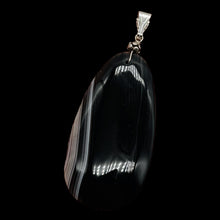 Load image into Gallery viewer, Sardonyx Large Designer Teardrop Sterling Silver Pendant | 3&quot; Long| Black.White|
