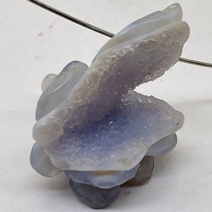 Blue Chalcedony Carved Druzy Flower Bead | 64 cts | 1 1/4" Long |