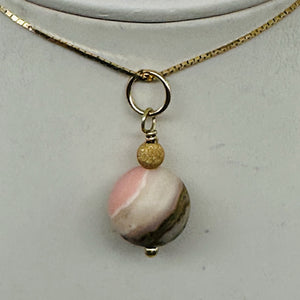 Pink Peruvian Opal Matte Finish Drop Bead Pendant | Pink | 1" Long |