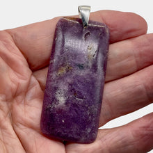 Load image into Gallery viewer, Natural Purple Lepidolite Large Rectangular Sterling Silver Pendant | 2 3/4&quot; |
