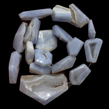 Load image into Gallery viewer, Drusy Blue Chalcedony 100g Quadrilateral Strand| 40x25 to 22x18mm | Blue, White
