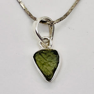 Moldavite 8.88ct Sterling Silver Heart Pendant | 3/4" Long | Green | 1 Pendant |
