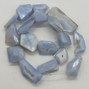 Drusy Blue Chalcedony 100g Quadrilateral Strand| 40x25 to 22x18mm | Blue, White