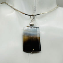 Load image into Gallery viewer, Sardonyx Agate Sterling Silver Pendant | Orange, White, Black | 1 3/4&quot; Long |
