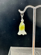 Load image into Gallery viewer, Jade Lily Flower Sterling Silver Pendant | Green | 1&quot; Long |
