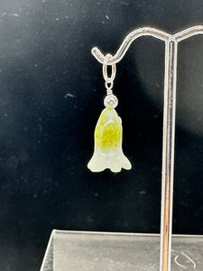 Jade Lily Flower Sterling Silver Pendant | Green | 1" Long |