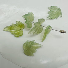 Load image into Gallery viewer, New Jade Carved Serpentine Leaf Bead Set | 28x23x4 to 23x24x4mm | 6 Beads |
