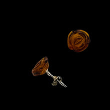 Load image into Gallery viewer, Amber Rose Flower Post Stud Earrings | 9mm | Amber | 1 Pair Earrings |
