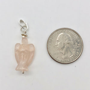 Rose Quartz Angel Pendant Necklace | Semi Precious Stone Jewelry|Silver Pendant