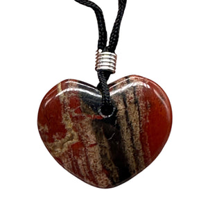 Brecciated Jasper Heart Pendant Necklace | 1" Long | Red, Pink | 1 Pendant |