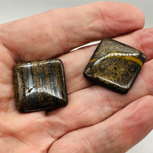 Load image into Gallery viewer, 2 Shimmering Bronzite Square Pendant Beads 8261
