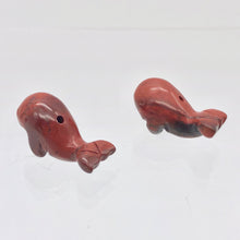 Load image into Gallery viewer, Carved One Animal Brecciated Jasper Whale Beads | 21x11x9mm | Red, Grey
