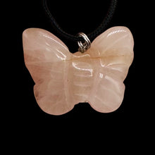 Load image into Gallery viewer, Rose Quartz Stone Butterfly Pendant | 1&quot; Long | Pink | 1 Pendant Necklace |

