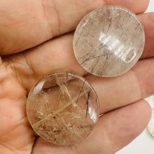 Load image into Gallery viewer, 1 Tourmalated Quartz 30mm Disc Pendant Bead 7652A
