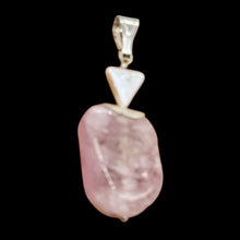 Load image into Gallery viewer, Kunzite and Triangle Pearl Sterling Silver Pendant | 2&quot; Long | Pink | 1 Pendant|
